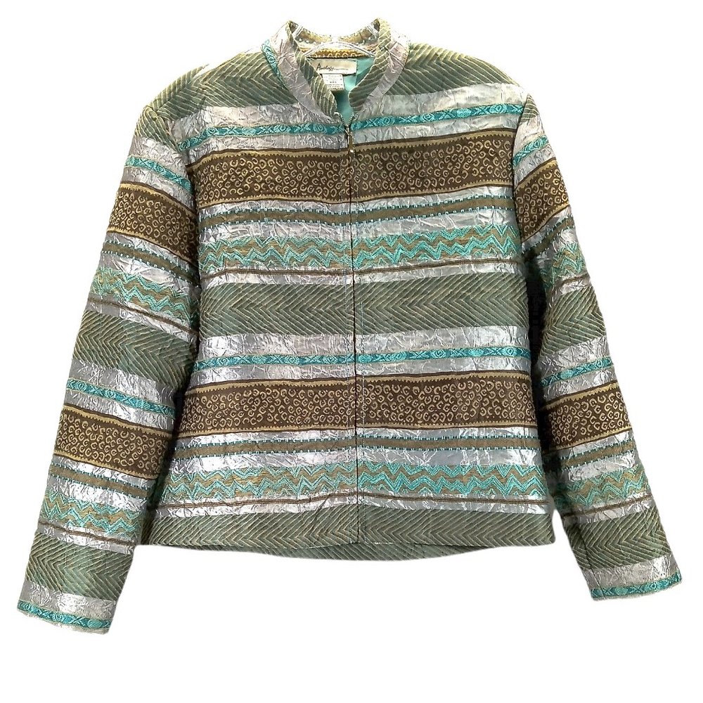 Analogy Jacket in Pewter & Teal w/ full Zip front closure Size: Medium